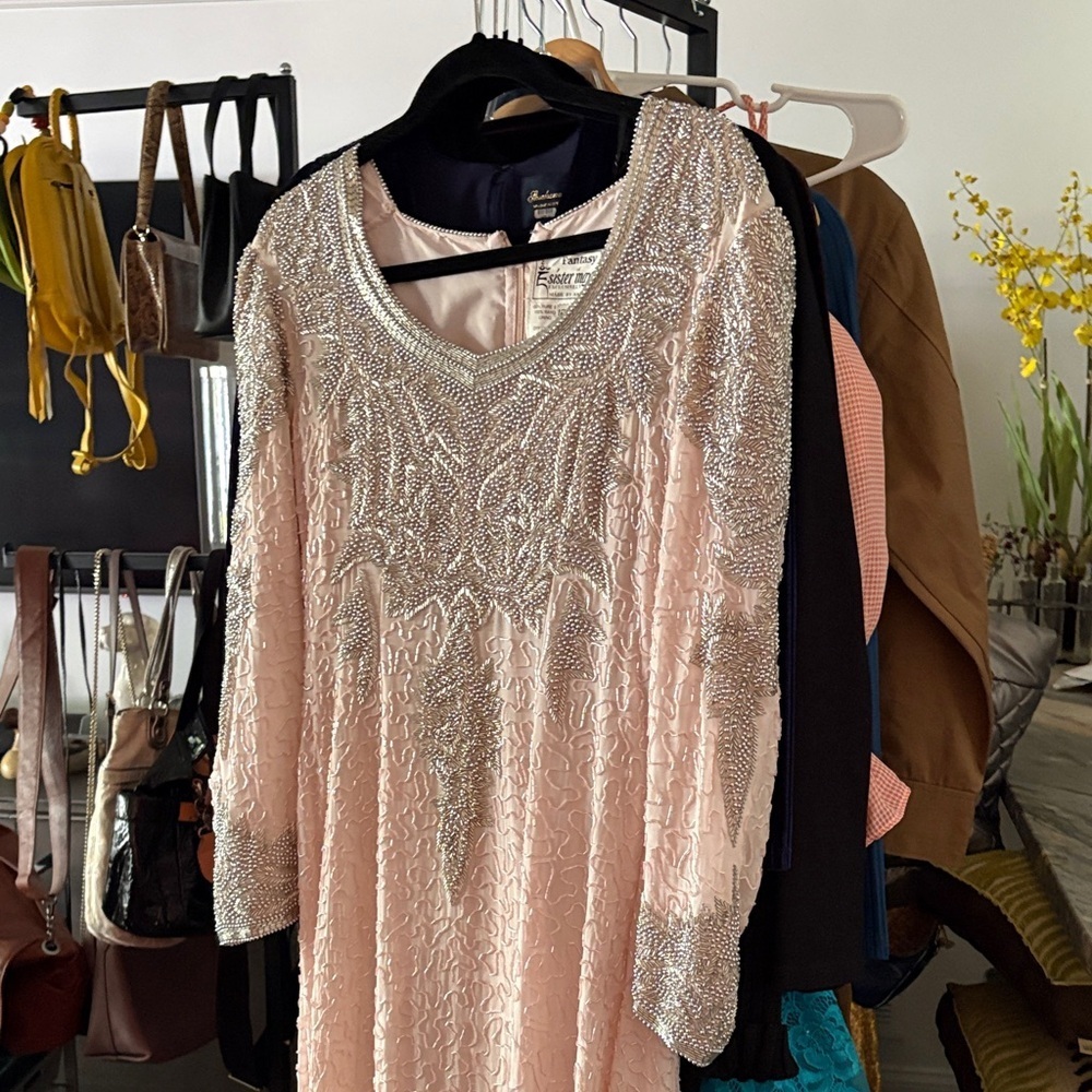 ✨ Vintage Silk Beaded Sequin Gown – Fantasy of Sister Max for SAMAGH, Size 12 - Picture 6 of 16